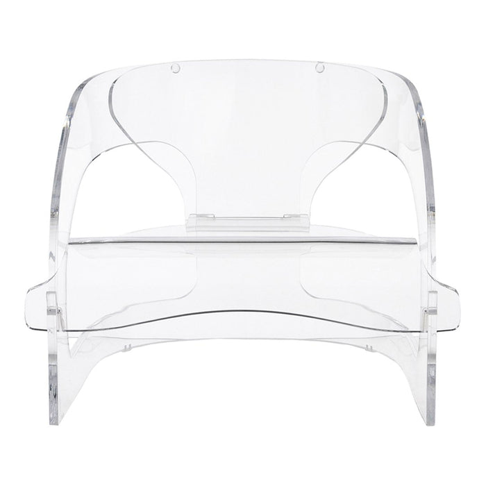 Clear acrylic chair with a modern, minimalist design and smooth, transparent finish. Perfect for contemporary decor.