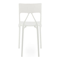 White modern chair with a sleek design, featuring a smooth finish and minimalist silhouette. Perfect for contemporary spaces.