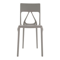 Light gray chair featuring a minimalist design with unique cutout patterns. Ideal for modern decor.