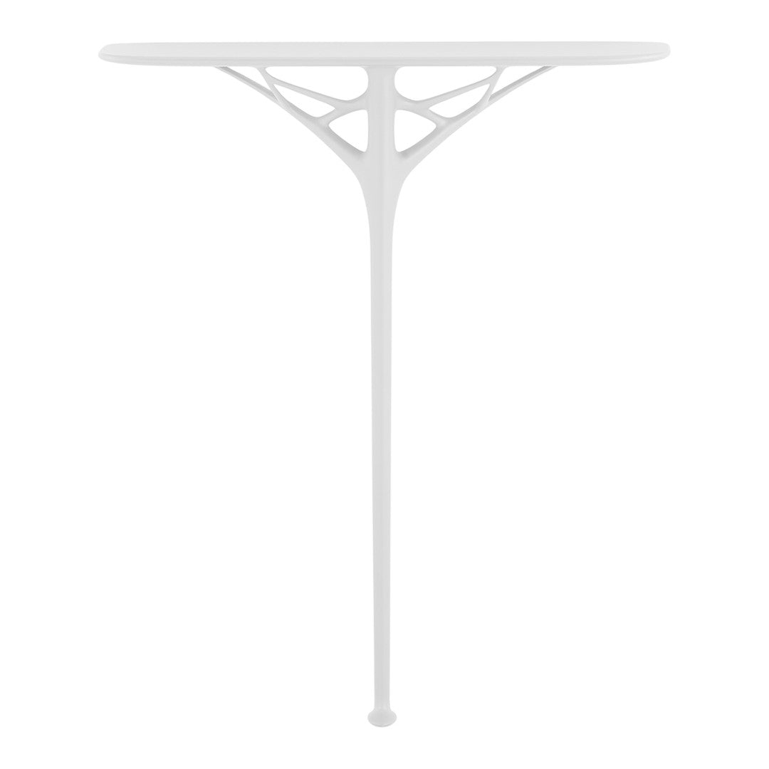 Modern white table with organic shapes and a sleek, minimalist design, perfect for contemporary decor.