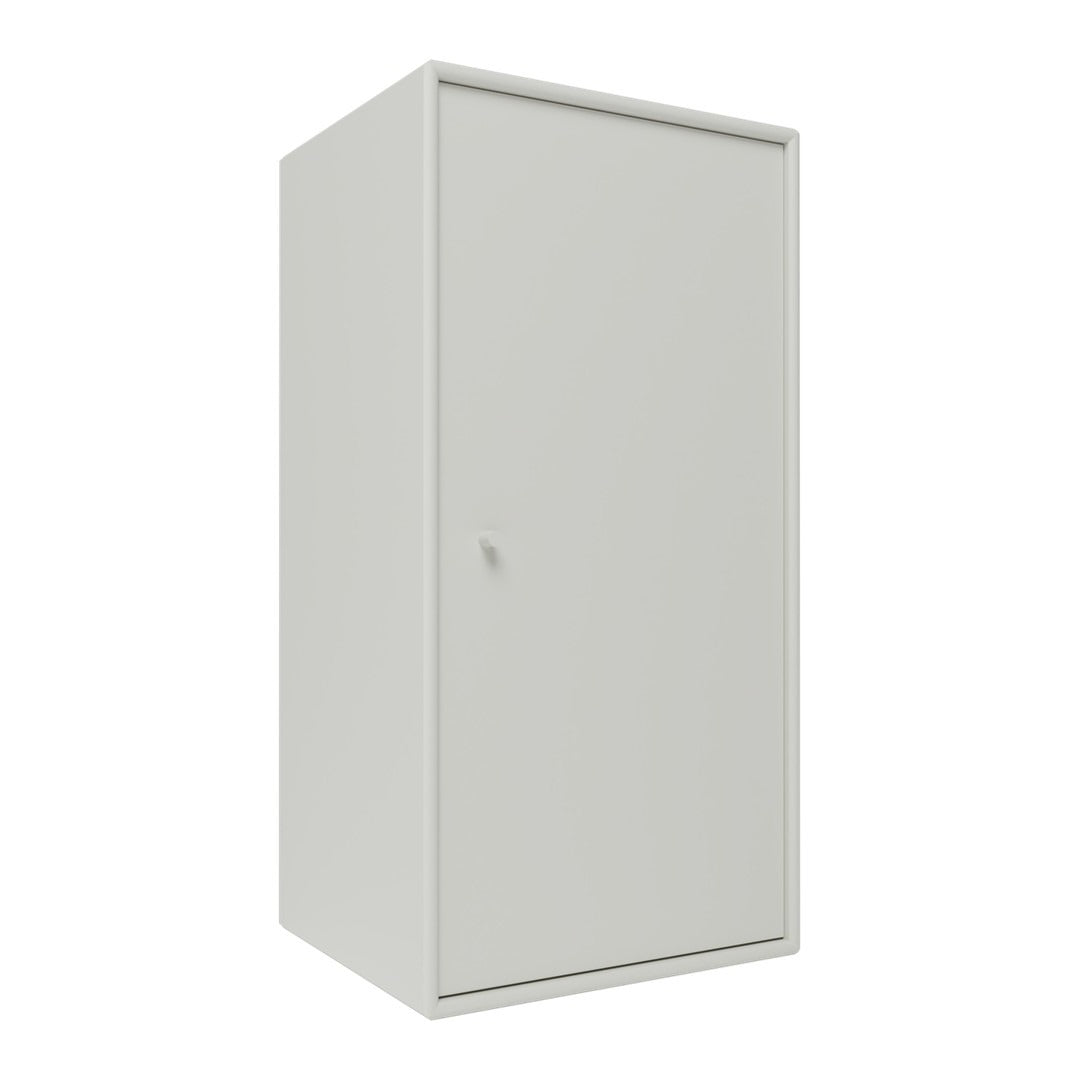 Sleek gray storage cabinet with a smooth finish and minimalist design. Ideal for any modern space.