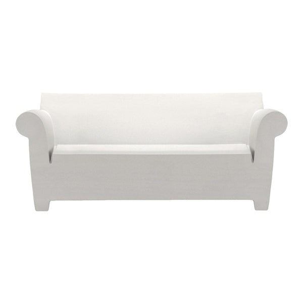White minimalist sofa with solid color, featuring smooth lines and a simplistic, modern design. Perfect for any decor.