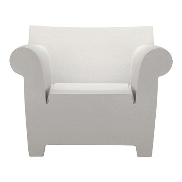 Modern white armchair with smooth, minimalist design and curved arms. Perfect for contemporary decor.