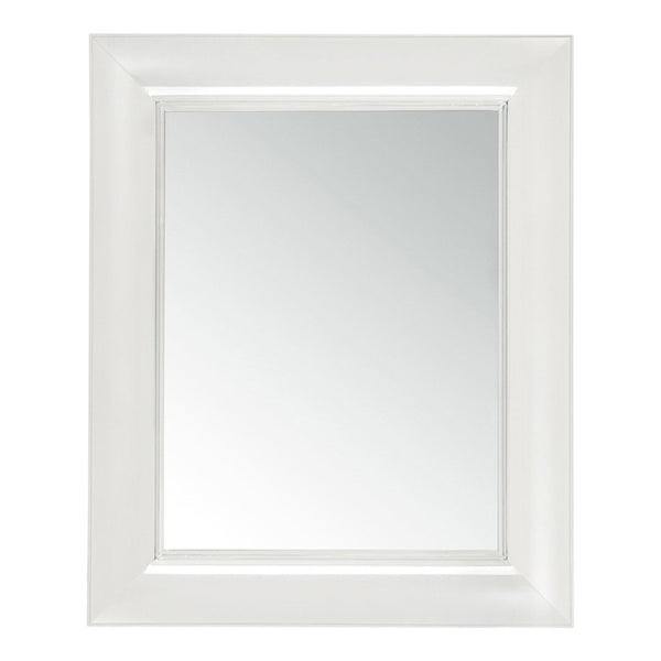Rectangular white-framed mirror with a smooth, minimalist design, perfect for adding brightness to any space.