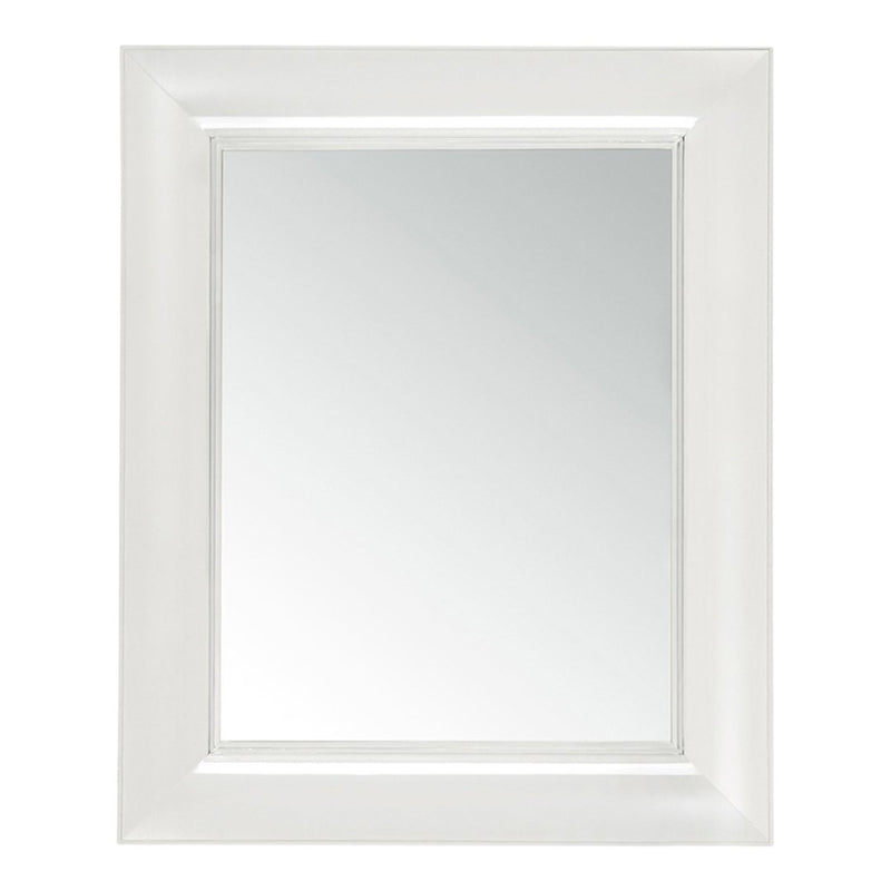 Rectangular white-framed mirror with a smooth, minimalist design, perfect for adding brightness to any space.