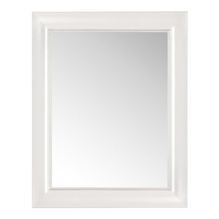 Elegant white-framed rectangular mirror with a smooth, clear reflective surface. Ideal for modern decor.