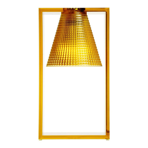 Yellow geometric-patterned lamp with a textured shade and sleek geometric frame. Perfect for modern decor.