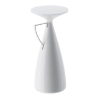 White modern table with a sleek, cone shape and smooth, glossy finish. Ideal for contemporary decor.