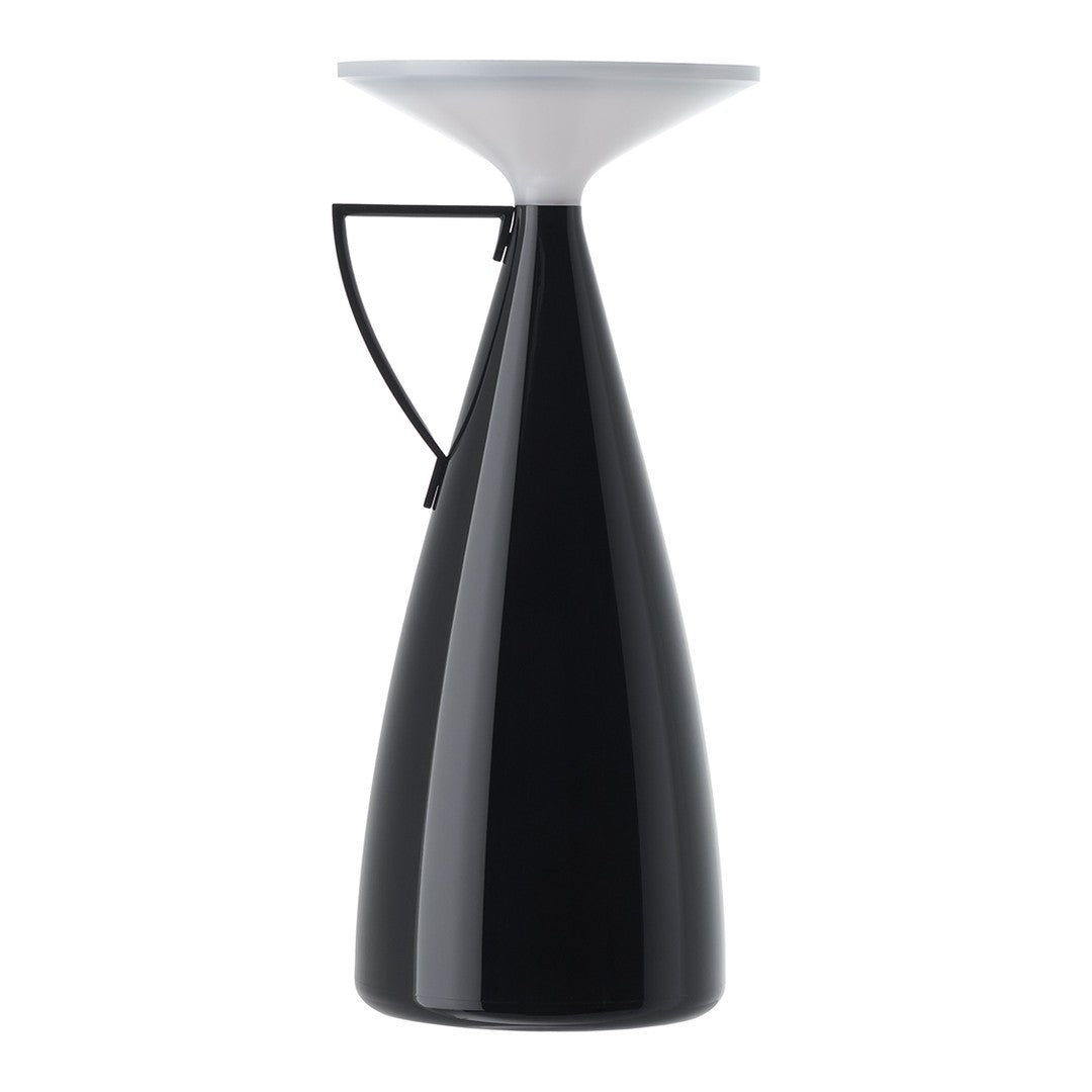 Black and white modern pitcher vase with a sleek, tapered design and contrasting glossy finish.