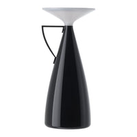 Black and white modern pitcher vase with a sleek, tapered design and contrasting glossy finish.