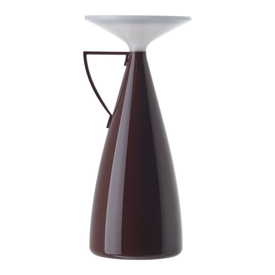 Burgundy and white modern vase with a sleek, tapered design and a minimalist handle. Perfect for contemporary decor.