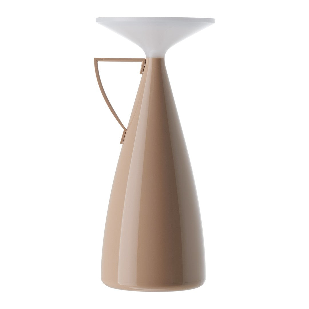 Stylish beige ceramic vase with a white top and sleek, modern design, perfect for home décor.