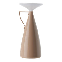 Stylish beige ceramic vase with a white top and sleek, modern design, perfect for home décor.