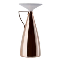 Rose gold and white modern vase with sleek cone shape and minimalistic handle design. Perfect for stylish decor.