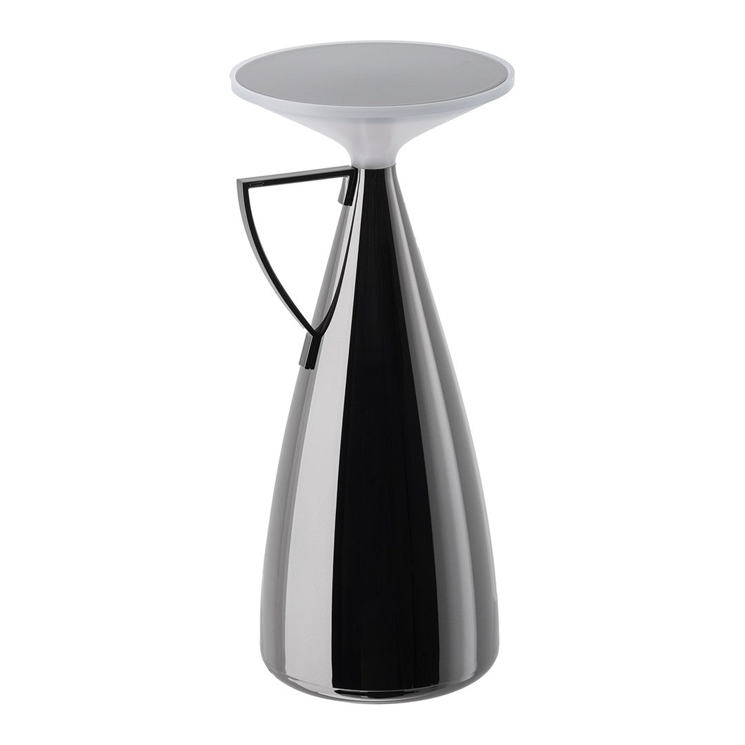 Modern black and white geometric vase with a sleek, shiny finish and minimalist design. Ideal for contemporary decor.