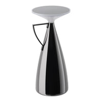 Modern black and white geometric vase with a sleek, shiny finish and minimalist design. Ideal for contemporary decor.
