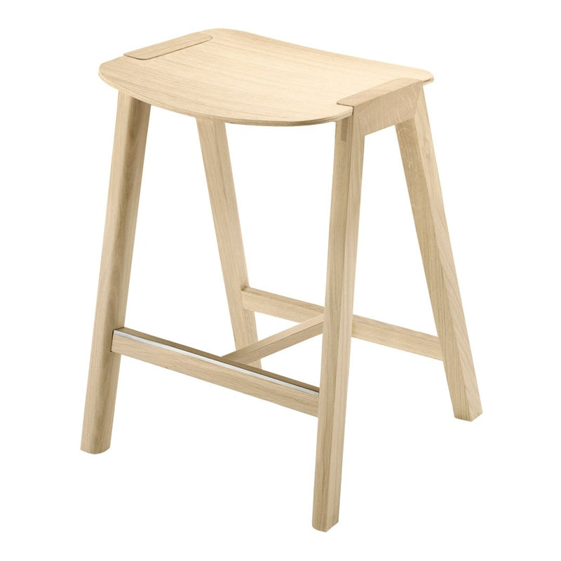 Light wood stool with a natural finish, featuring a smooth surface and minimalistic design. Ideal for modern decor.
