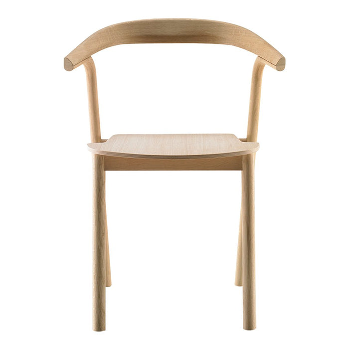 Natural wood chair with a minimalist design, featuring smooth lines and a light, neutral finish. Perfect for modern decor.