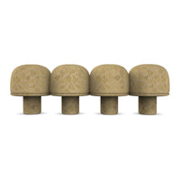 Set of four textured beige mushroom-shaped decor pieces with a subtle geometric pattern. Ideal for earthy aesthetics.