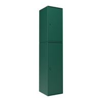 Tall green cabinet with a sleek, minimalist design and smooth, solid finish. Ideal for modern spaces.
