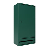 Green minimalist wardrobe with a smooth solid surface and sleek lines. Perfect for modern interiors.