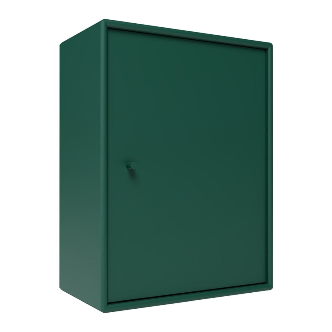 Dark green metal cabinet with a smooth, matte finish. Simple design, perfect for modern storage solutions.