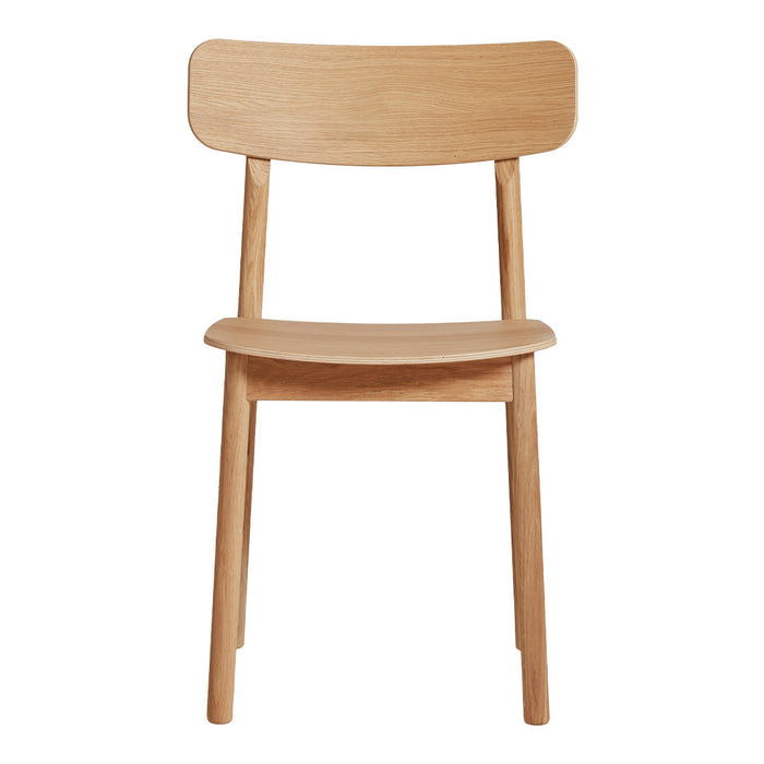 Natural wood chair with a smooth, light brown finish and minimalist design. Perfect for modern decor.