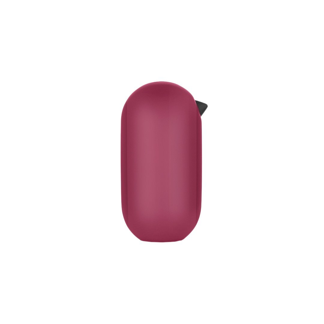 Round, matte burgundy device with a sleek design and subtle black accent. Ideal for a modern, stylish look.