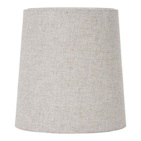Beige fabric lamp shade with a subtle textured pattern, adding a warm, neutral touch to any decor.