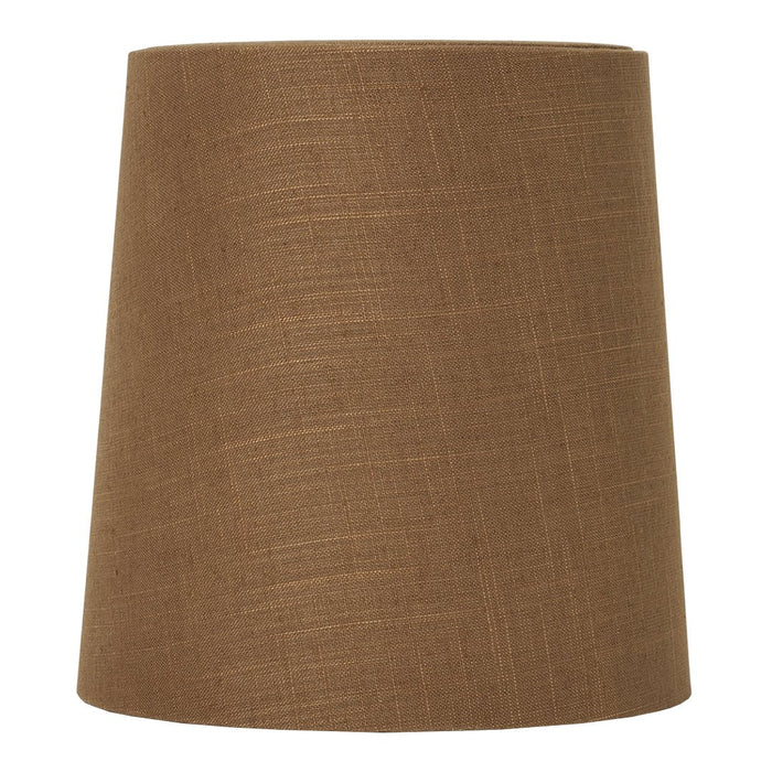 Brown textured lamp shade with a tapered design and a subtle linen pattern. Perfect for modern decor.