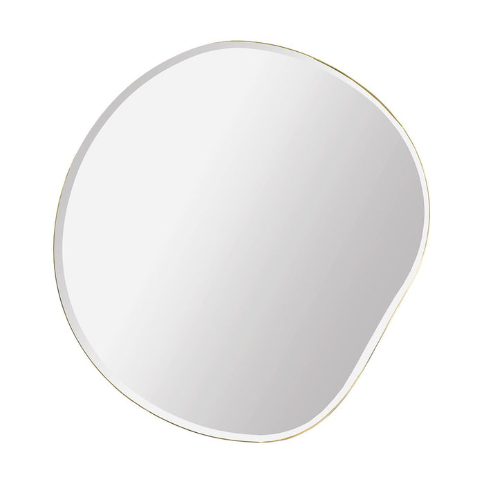 Abstract-shaped mirror with a sleek, smooth silver frame, enhancing any modern decor with minimalist elegance.