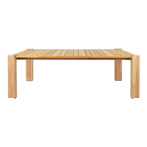 Natural wood coffee table with light brown tones and slatted pattern, perfect for modern decor.