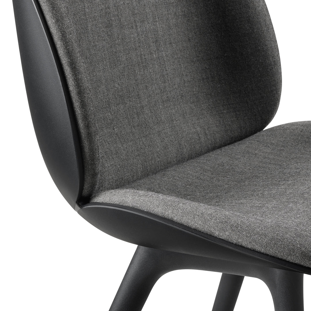 Beetle Dining Chair - Front Upholstered - Black Plastic Base