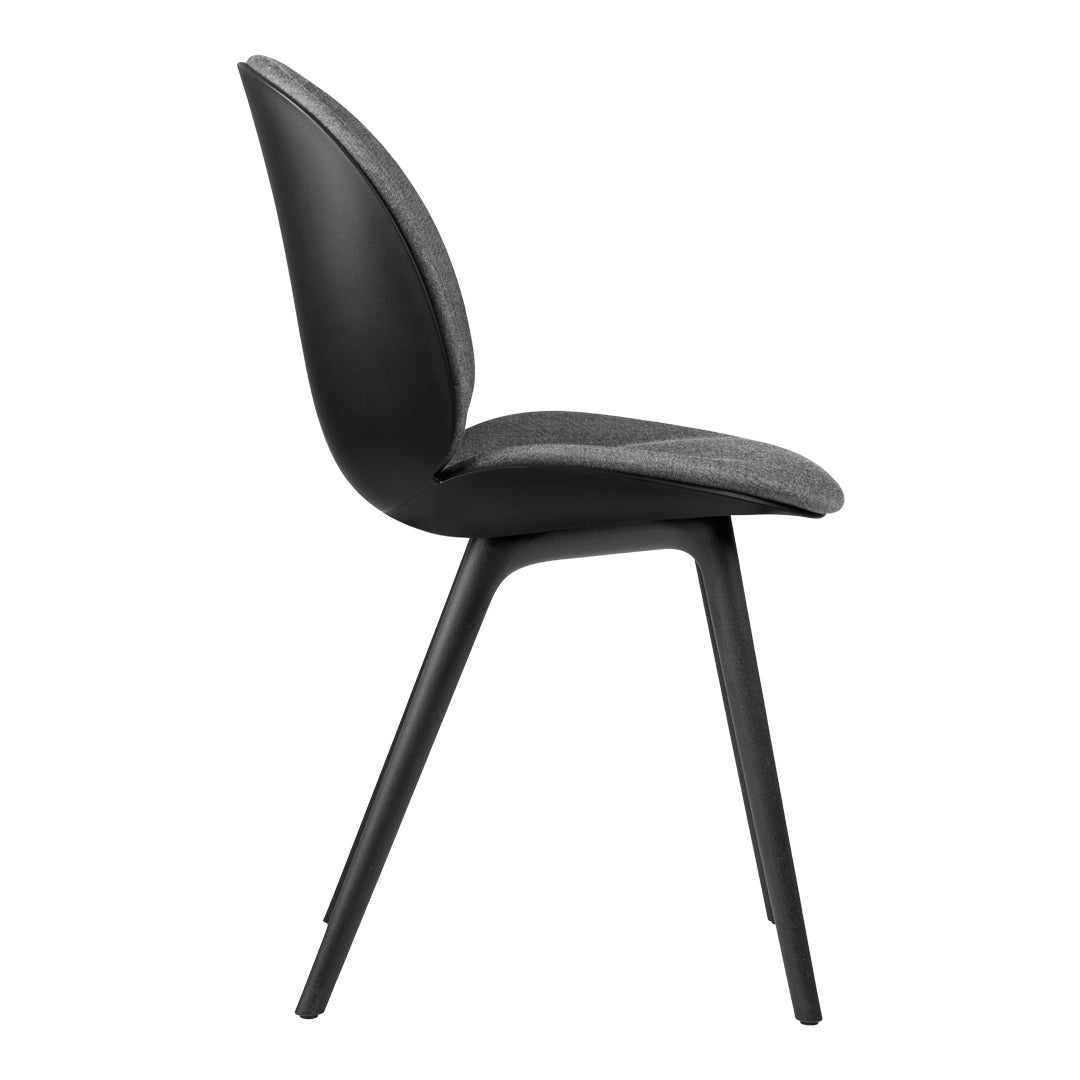 Beetle Dining Chair - Front Upholstered - Black Plastic Base