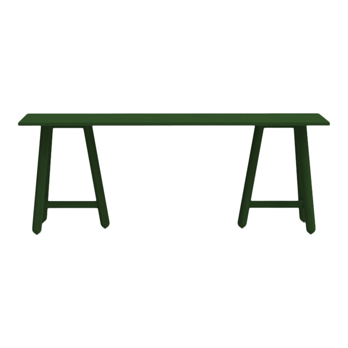 "Solid green dining table with clean lines and minimalist design, perfect for modern interiors."