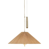 Beige pleated lamp shade with a golden rim, featuring a modern, minimalist design.