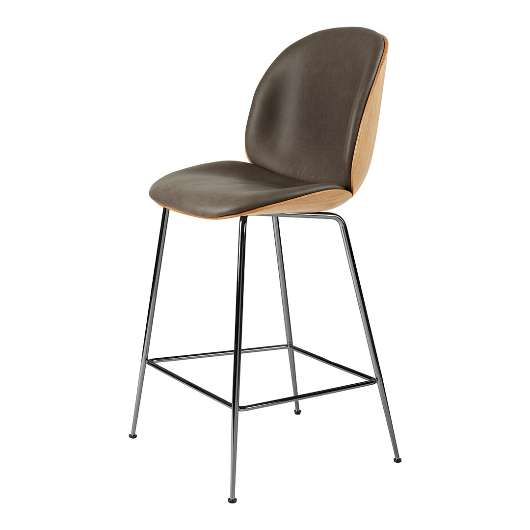 Beetle Counter Chair - Front Upholstered - 67 - Conic Base - 3D Veneer Shell