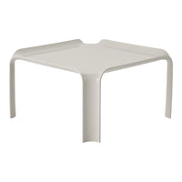 Modern square table in sleek matte white finish with smooth, minimalist design and no visible patterns.