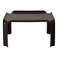 Black minimalist table with sleek, smooth lines and a modern design, perfect for contemporary decor.