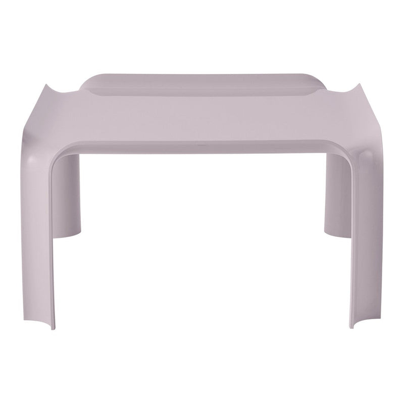 Stylish light purple table with a sleek, minimalist design and smooth edges, perfect for modern decor.