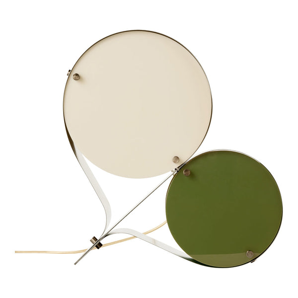 Cream and olive green circular wall decor with subtle patterns and minimalistic design. Perfect for modern interiors.