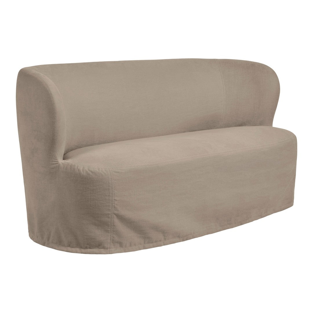 Beige sofa cover with a smooth, solid texture, designed for a cozy and modern living space.