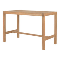 Natural wood finish table with a smooth surface and simple, modern design in warm tan tones. Ideal for any decor.