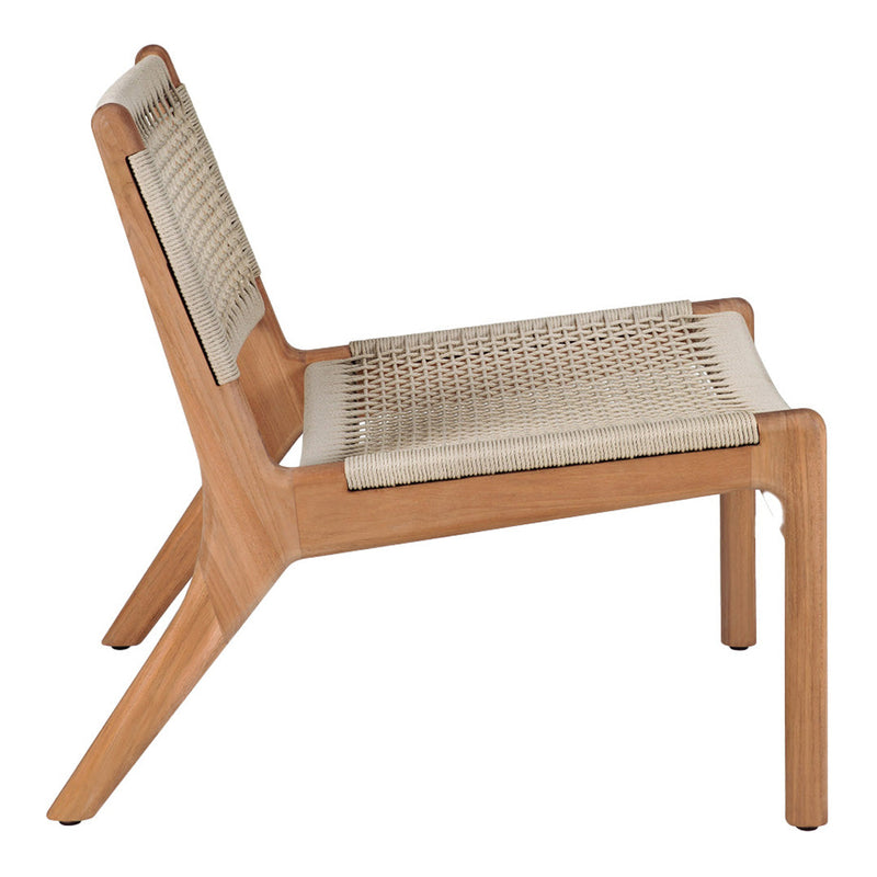 Natural wood chair with light beige woven seat and back, showcasing a minimalist design and elegant patterns.