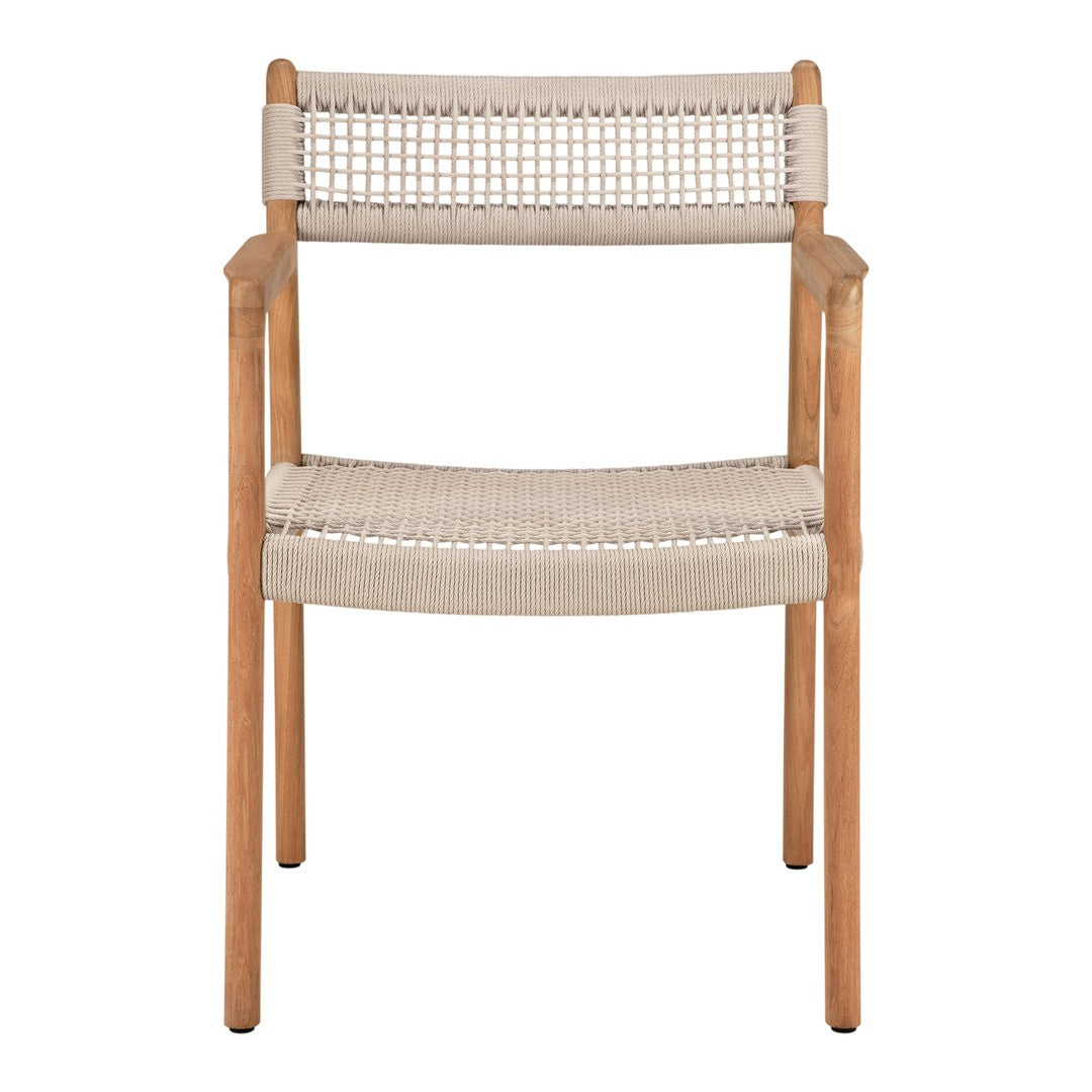 Beige woven seat and backrest with light wood frame, featuring a simple and modern design. Perfect for contemporary decor.