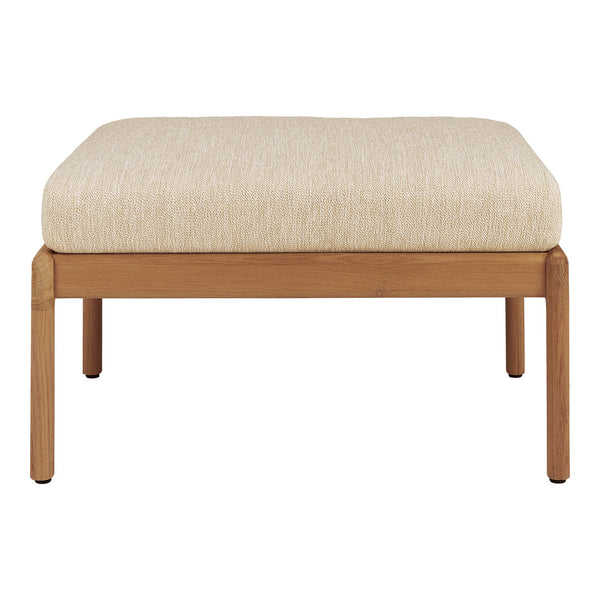 Beige textured cushion with light wooden legs, perfect for modern decor. Simple and elegant design.