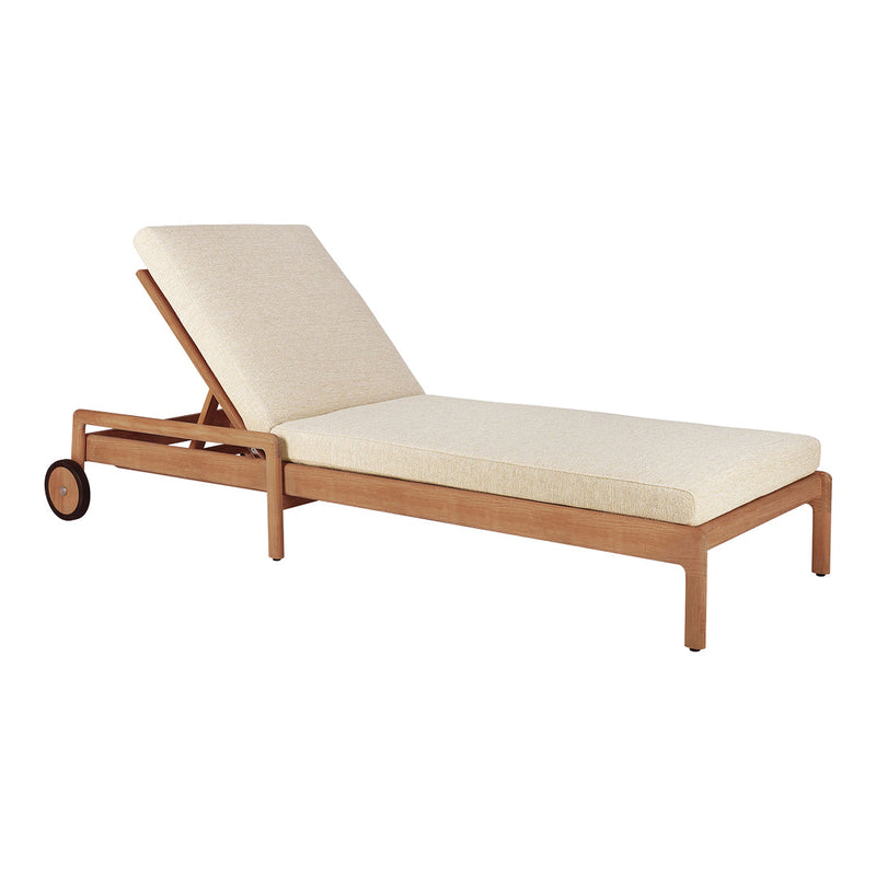 Light beige cushion with a smooth texture on a natural wood frame, showcasing a minimalist and modern design.