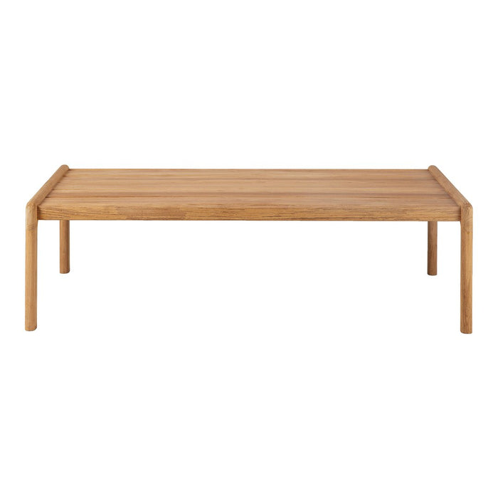 Natural bamboo coffee table with a smooth, light wood finish and simple, sleek design.