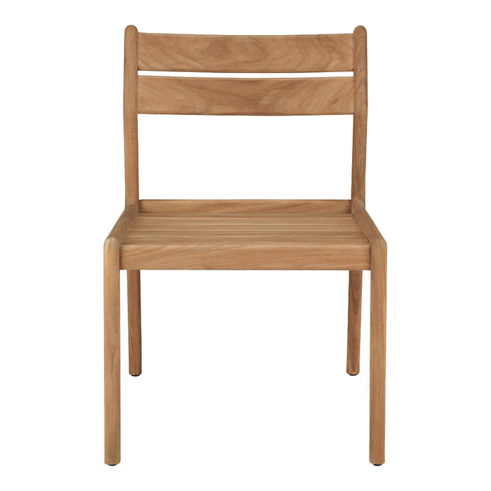 Natural wooden chair in light brown with a simple, minimalist design featuring clean lines and no patterns.