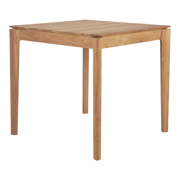 Light oak square table with smooth wooden finish and natural wood grain patterns. Perfect for modern dining spaces.